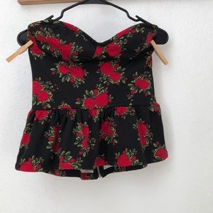 Floral Peplum Tube Top